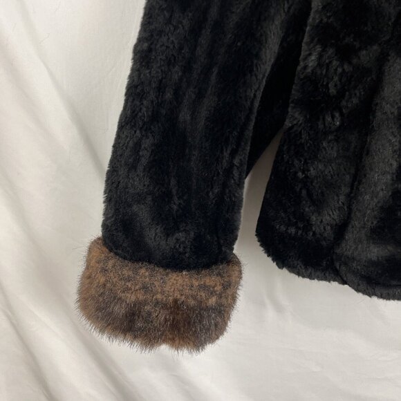 Regal Faux Fur Black and Brown Fuzzy Short Jacket Womens Size XS - Picture 2 of 13